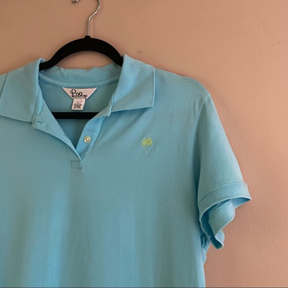 Lily Pulitzer• bright blue polo palm tree emblem size large - Picture 2 of 5